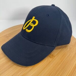 Breitling 1884 Navy Organic Cotton Baseball Cap Hat Yellow Logo Leather Strap